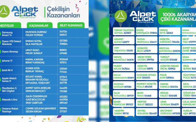 ALPET CLICK’TE HEDİYE YAĞMURU DEVAM EDİYOR